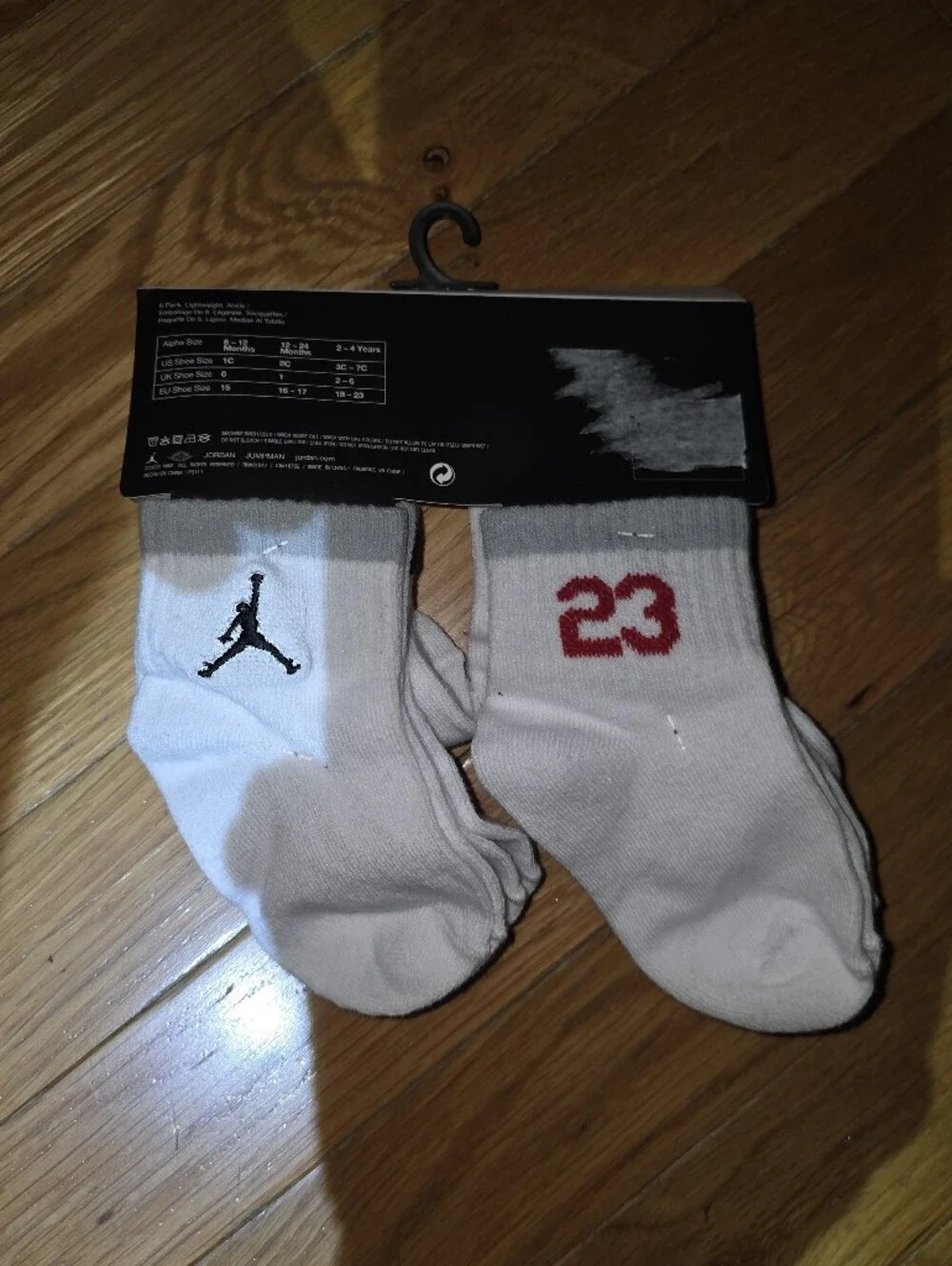 New INFANT NIKE JORDAN 23 Air JUMPMAN 6PK SOCKS RED GRAY WHITE BLACK 12-24